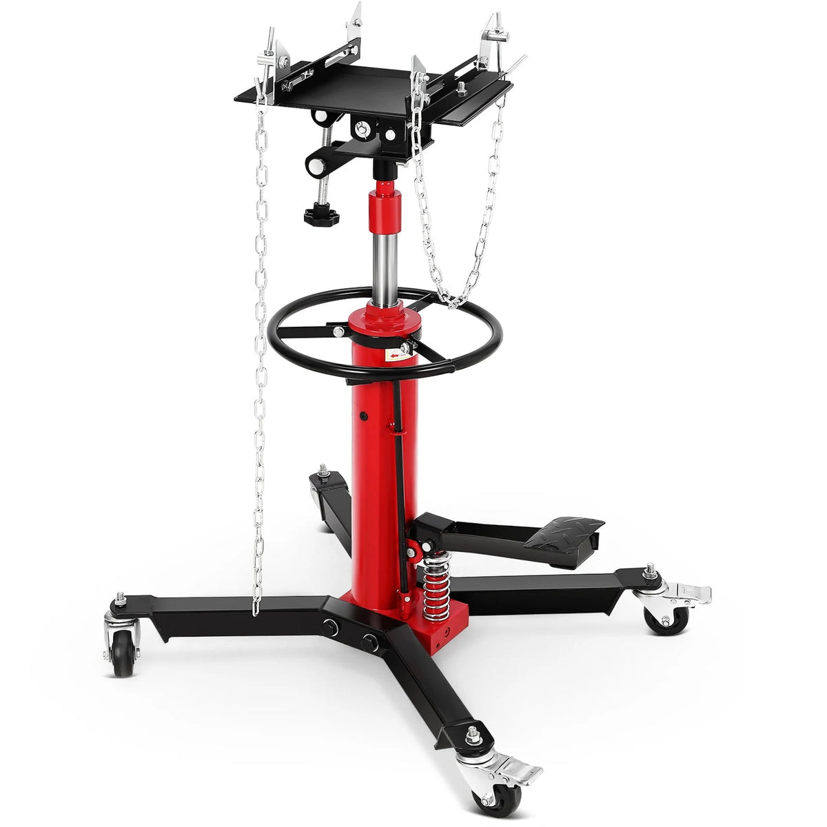 1100 lb Hydraulic Transmission Jack with 360° Wheels, Telescoping Lift 34"-68" for Garage, Heavy-Duty Transmission Stand
