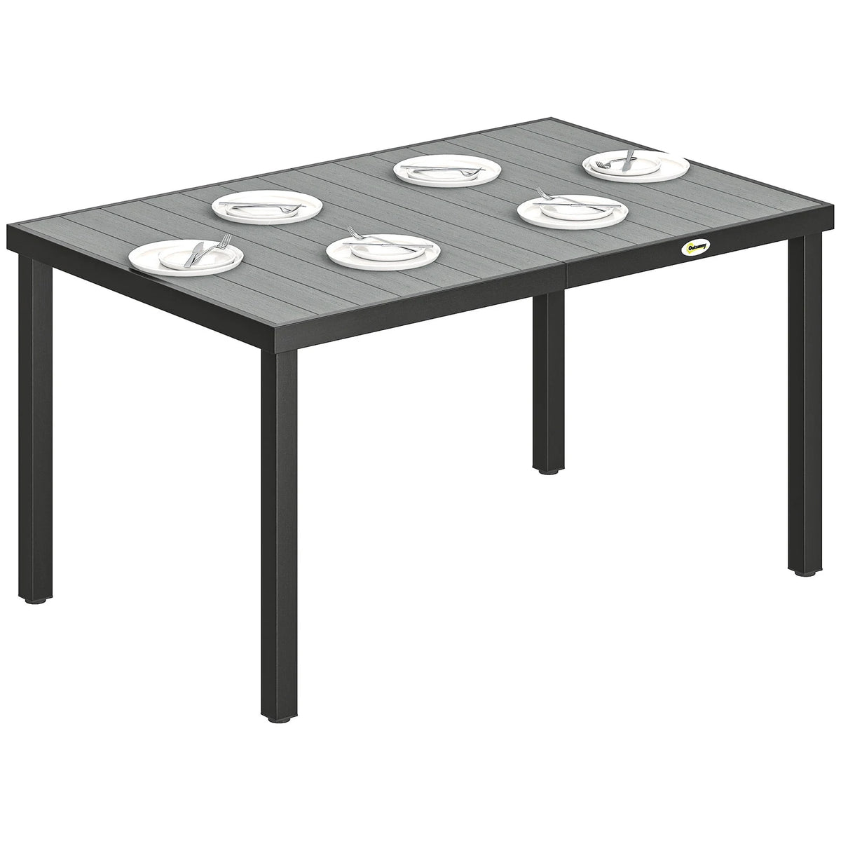 Outsunny Rectangular Patio Table for 6, 55" Outdoor Dining Table, Grey