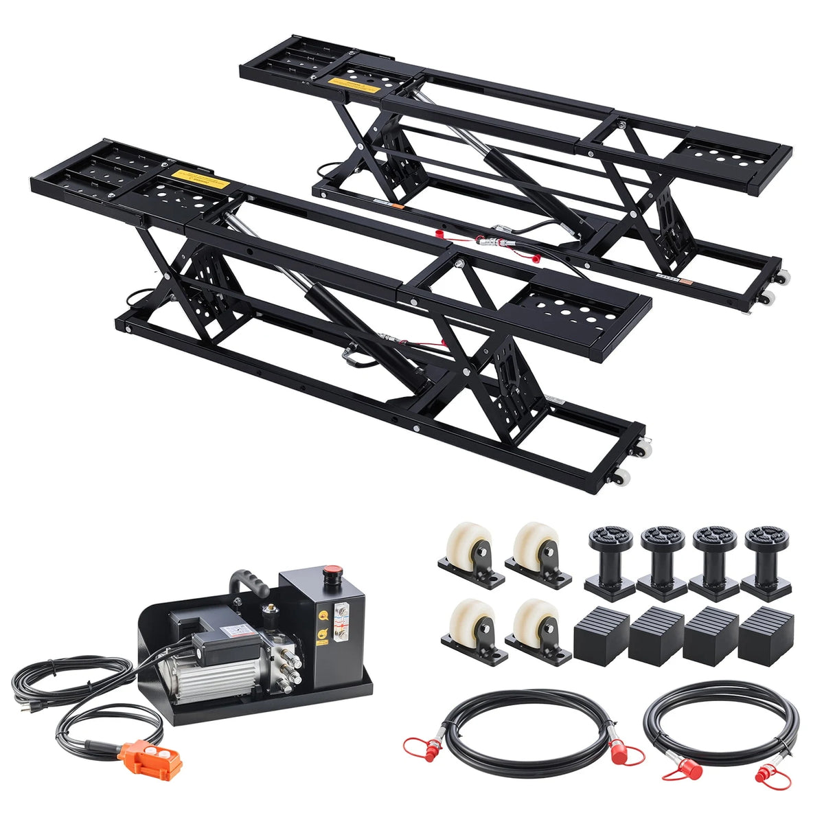 KFFKFF Portable Car Lift, 9000 lbs Capacity, Heavy Duty Steel Truck Lift with 28" Max Height, 120V Power Unit, Wheels, 4 Rubber Pads