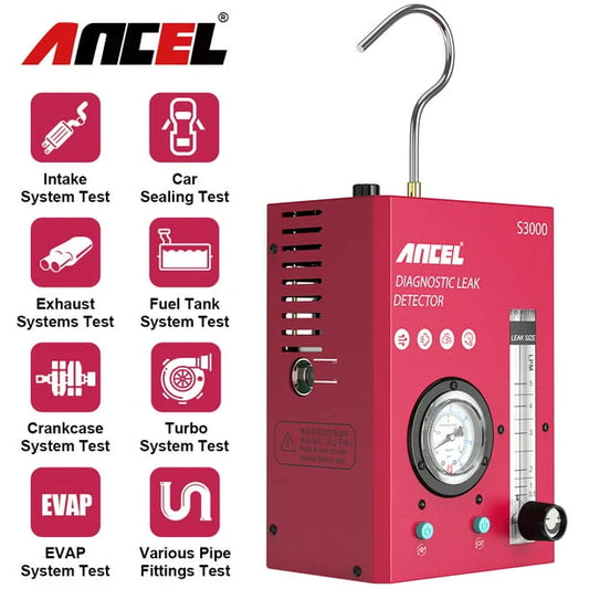 ANCEL S3000 Car Smoke Leak Detector Automotive EVAP Smoke Machine Dual Mode Leakage Analyzer Pipe Leakage Tester Locator with Oil Level Gauge & Air Flowmeter for Cars Motorcycles All Systems Pipes