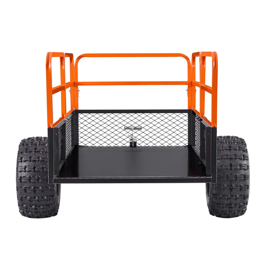 KFFKFF Garden Utility Trailer, 28 Cu. Ft. & 1800lbs, ATV UTV Trailer, Tow Behind Steel Dump Trailers, Removable Rear Panel, Heavy Duty Pull Behind Yard Trailers