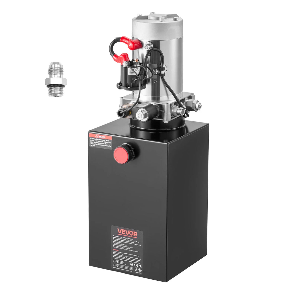 VEVOR 15 Quart Hydraulic Power Unit, Single Acting Dump Trailer Pump, 3200 PSI Max Relief Pressure & 0.91 GPM Flow Rate, DC 12V Hydraulic Pump with Metal Reservoir for Dump Trailer Car Lifting
