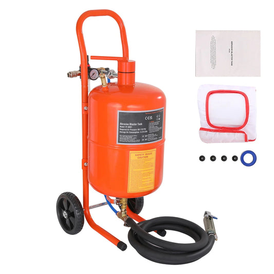 KFFKFF Portable Sand Blaster, 5 Gallon Capacity, 60-110 PSI, Abrasive Blasting Tank with Air Sandblasting Kit, Includes 4 Ceramic Nozzles & Oil-Water Separator for Removing Paint, Stain, Rust