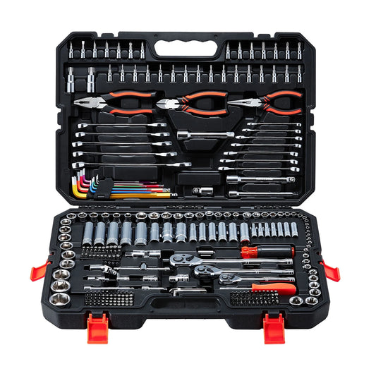 KFFKFF Mechanics Tool Set, 314-Piece Mechanic Tool Kit, 1/4 in, 3/8 in, and 1/2 in Drive, Metric Socket Set, Wrenches, Screwdriver Bits, Accessories, and Storage Case