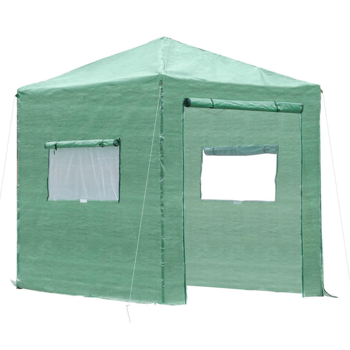 Outsunny 8' x 6' Portable Pop Up Greenhouse Walk-in Hot House with Roll-up Door & 2 Windows Outdoor for Plants Garden Foldable, Green