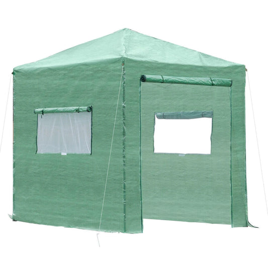 Outsunny 8' x 6' Portable Pop Up Greenhouse Walk-in Hot House with Roll-up Door & 2 Windows Outdoor for Plants Garden Foldable, Green