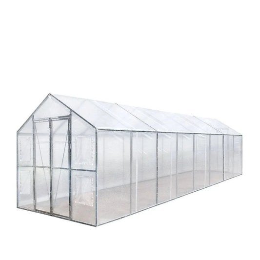 TMG Industrial 8' x 26' Greenhouse Grow Tent w/20 Mil Ripstop Leno Mesh PVC Cover, Galvanized Steel Frame, Roll-up Windows, TMG-GH826