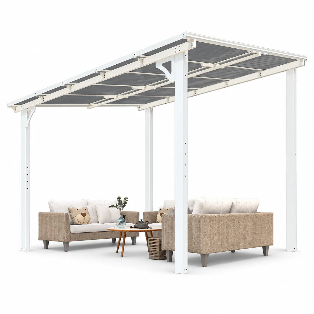 YODOLLA 8' x 10' Hardtop Gazebo, Aluminum Frame Patio Canopy with UV-Resistant PP Roof for Backyard Garden Deck - White