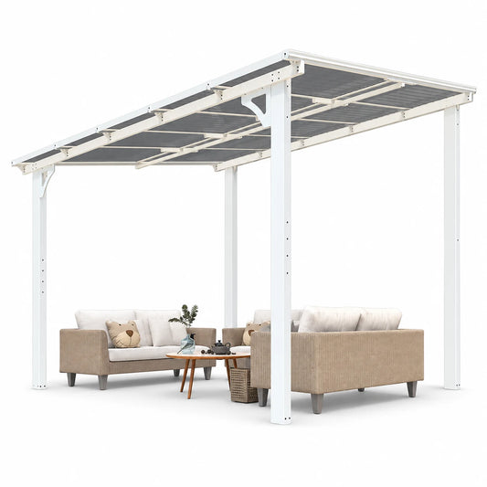 YODOLLA 8' x 10' Hardtop Gazebo, Aluminum Frame Patio Canopy with UV-Resistant PP Roof for Backyard Garden Deck - White