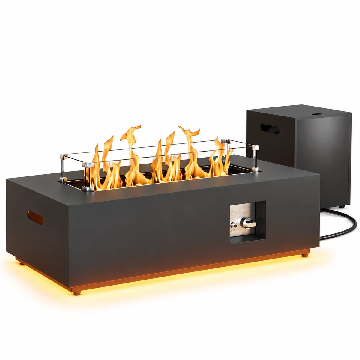 Evita 42" Gas Fire Pit Table for Outdoor 50,000 BTU Rropane Fire Pit Table with with Golden LED Lights