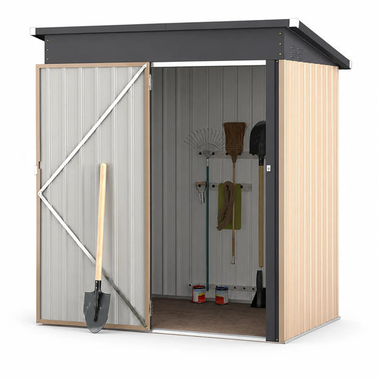 AECOJOY 5 x 3 FT Outdoor Storage Shed with Lockable Door, Metal Cabinet for Patio Garden Backyard in Gray