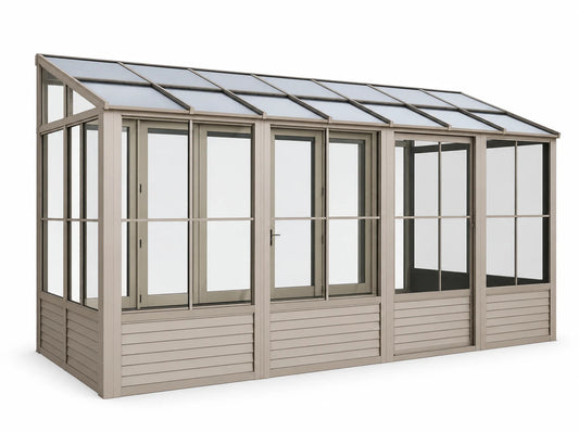 Gazebo Penguin Florence 10 ft x 16 ft Polycarbonate Roof Wall Mounted Solarium - Sand