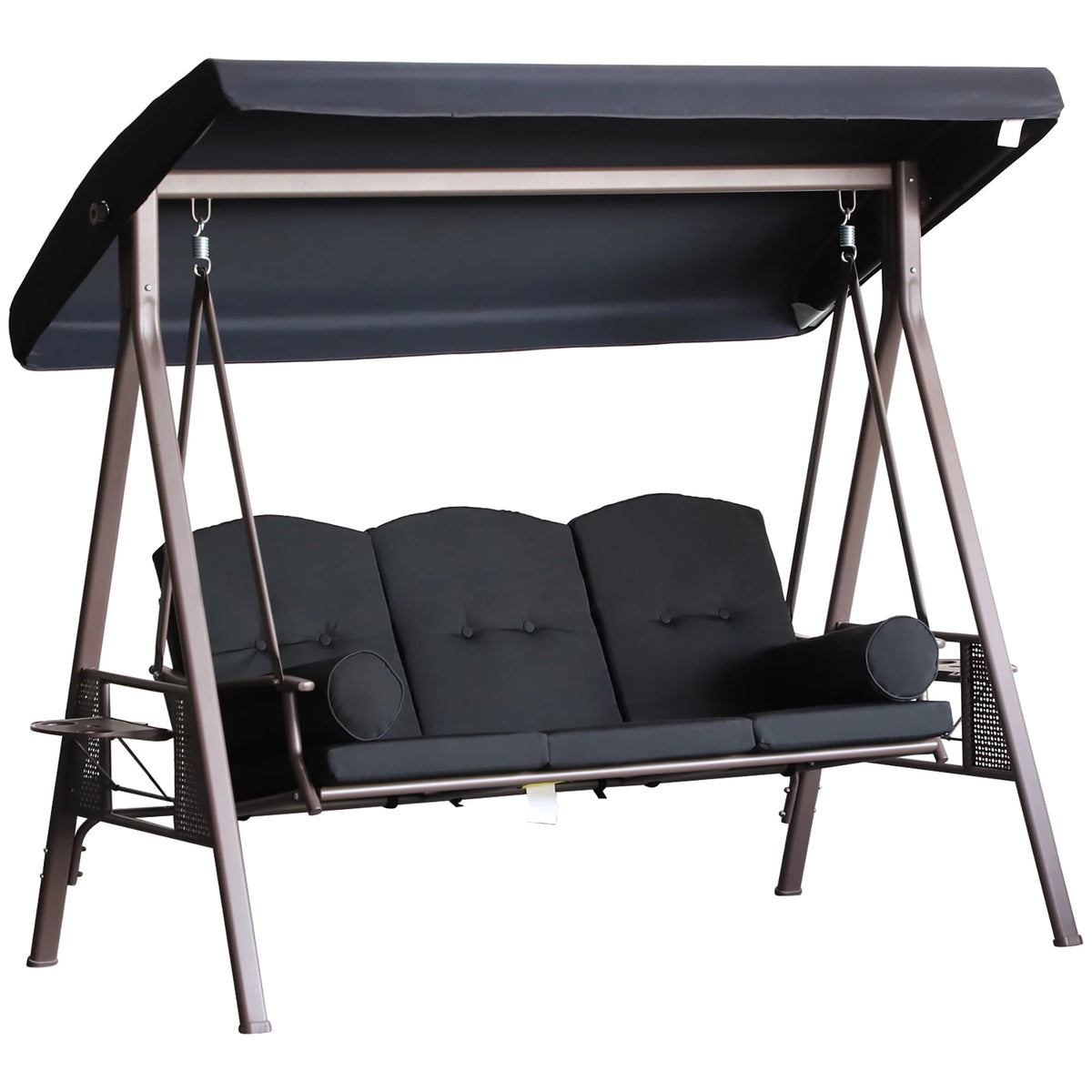 Outsunny 3 Seater Porch Swing Heavy Duty Outdoor Swing Chair, Black
