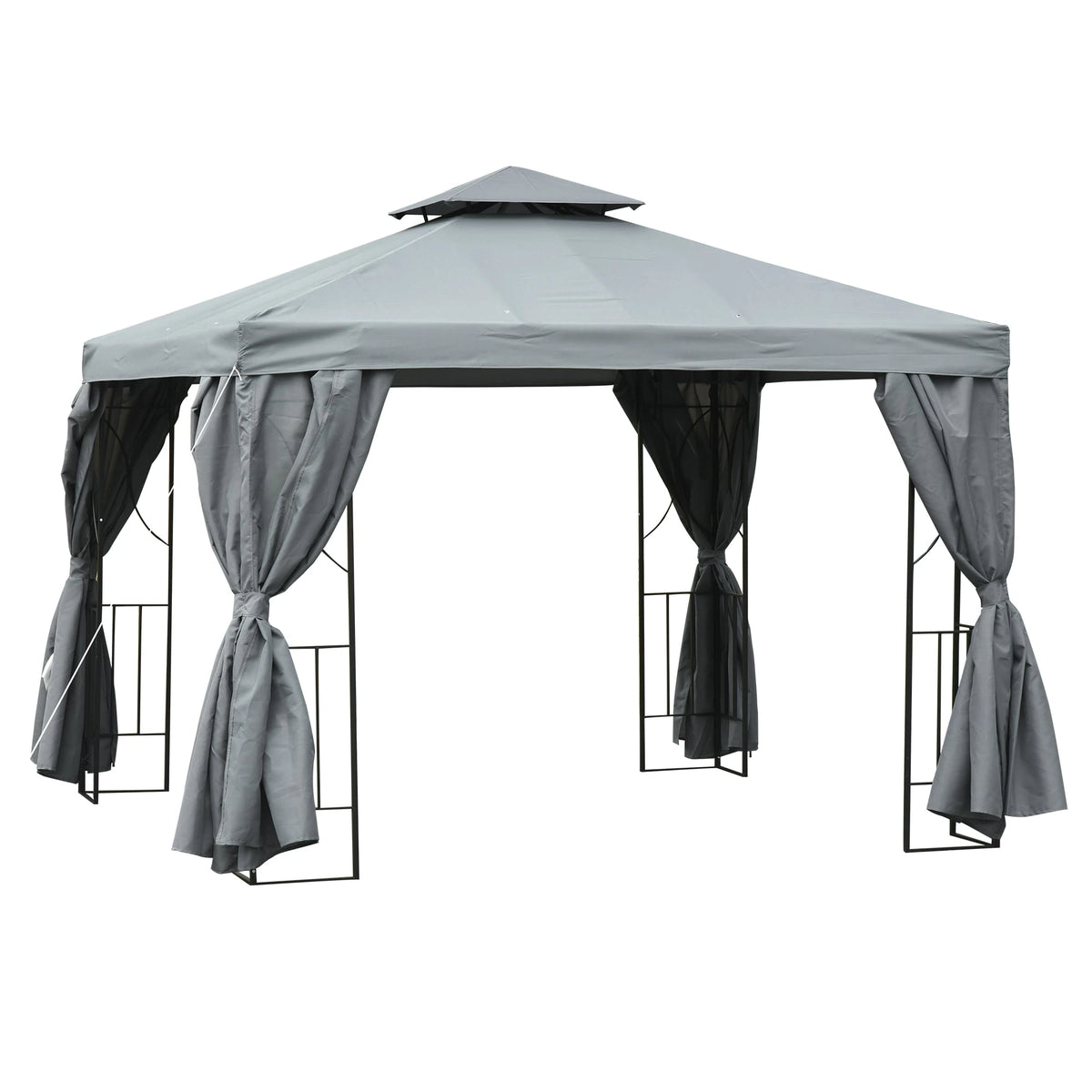 Outsunny 10' x 10' Patio Gazebo Outdoor, Canopy Shelter, Dark Grey