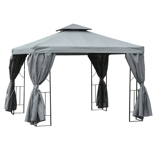 Outsunny 10' x 10' Patio Gazebo Outdoor, Canopy Shelter, Dark Grey