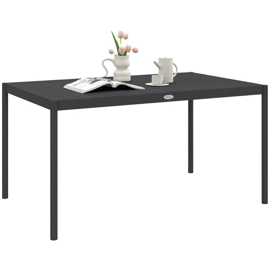 Outsunny Outdoor Dining Table w/ Aluminium Frame, Garden Table, Dark Grey