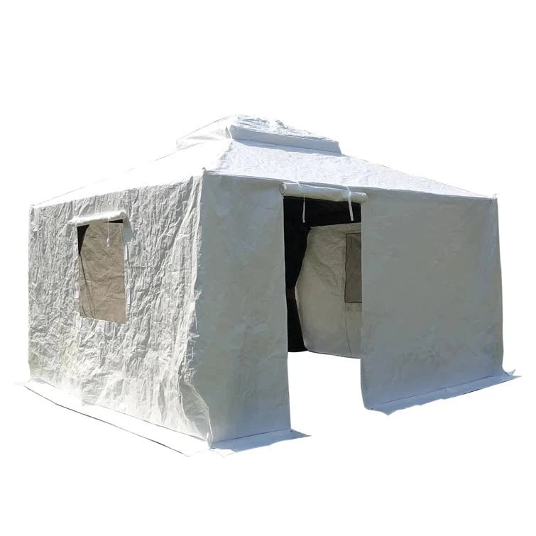 Domi 12 x 14 ft Gazebo Winter Cover, Double Roof Universal Enclosure with Sidewalls & Mesh Windows, Waterproof for Hardtop Gazebos, White