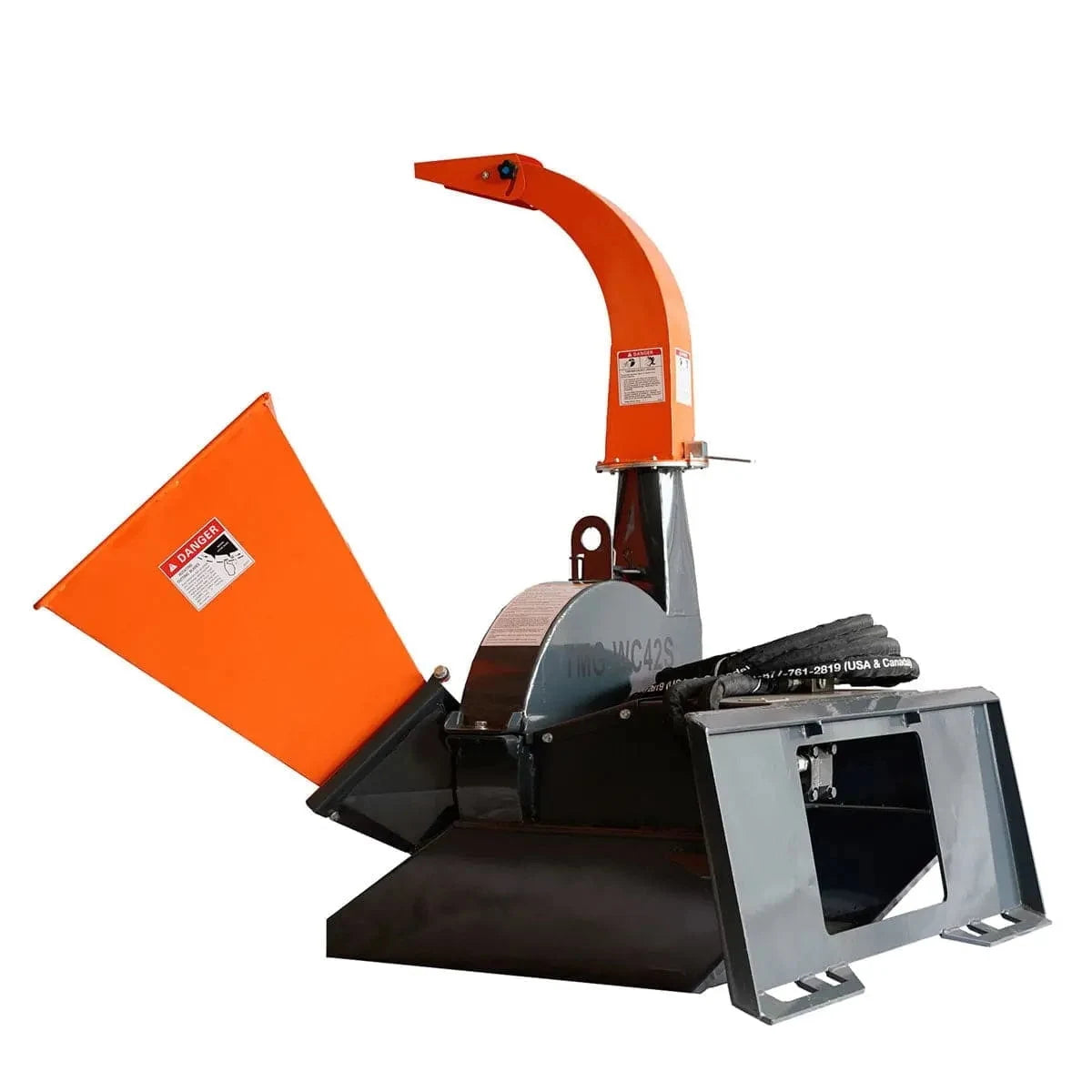 4" Skid Steer Wood Chipper, Gravity-Fed, Universal Skid Steer Mount, TMG-WC42S