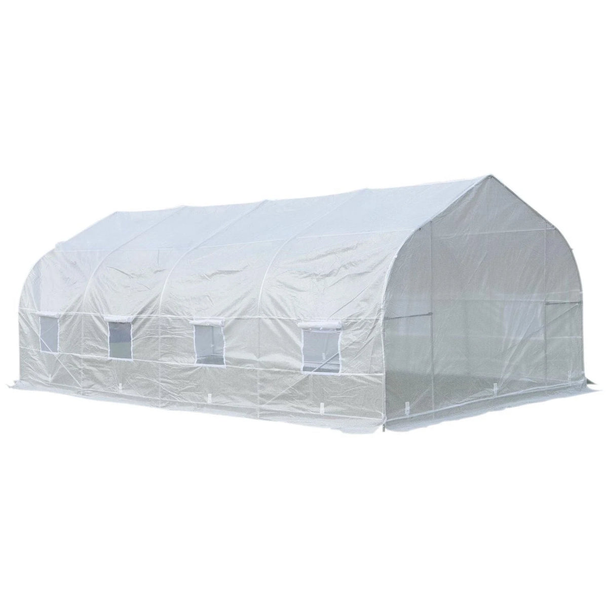 Outsunny 20x10x7ft Walk-in Steeple Greenhouse Outdoor Backyard Plant Seed Growth Shed Tunnel Warm House with 2 Anchor Way Green