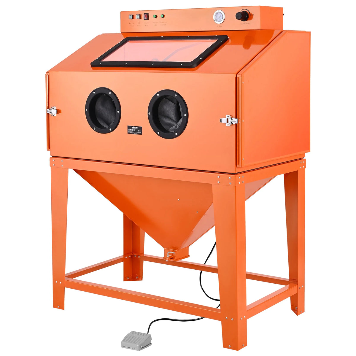 VEVOR 115 Gallon Sandblasting Cabinet, Heavy Duty Steel Sand Blasting Cabinet with 31-Gallon Media Hopper, Dual Blasting Guns & 1.6HP Dust Collector
