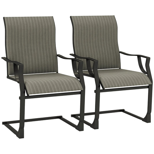 Outsunny Patio Chairs Set of 2, C Spring Motion Outdoor Dining Chairs
