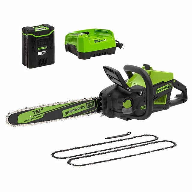 Greenworks 80V 18" Gen II Chainsaw, 4.0Ah Battery and Rapid Charger Included