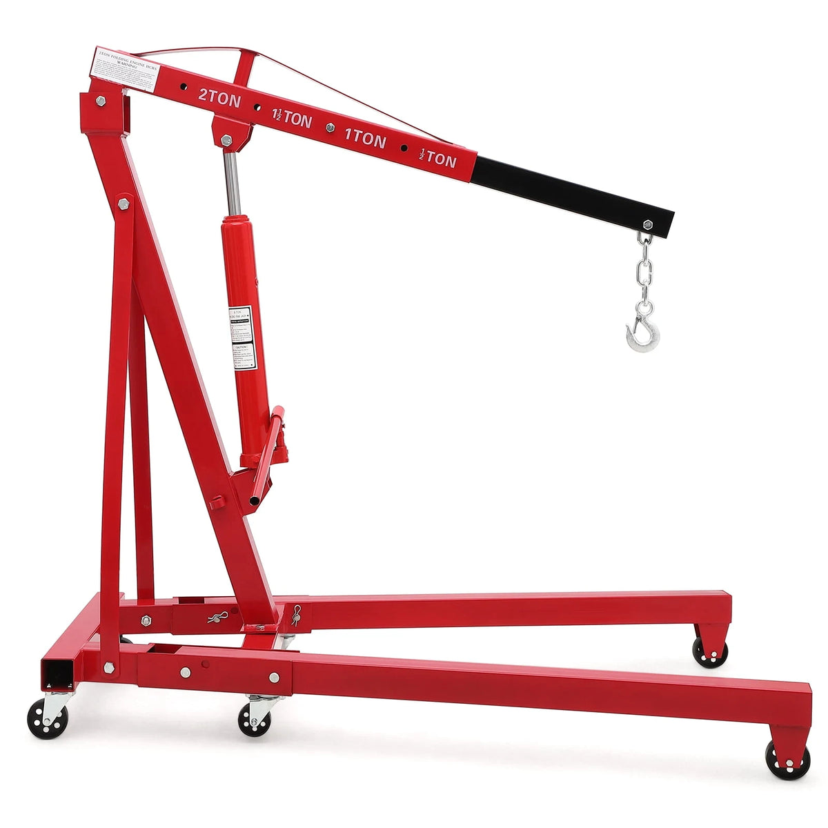 Garvee Hydraulic Engine Hoist, 2 Ton Max, Cherry Picker, 4400 lbs, No Lever, Red
