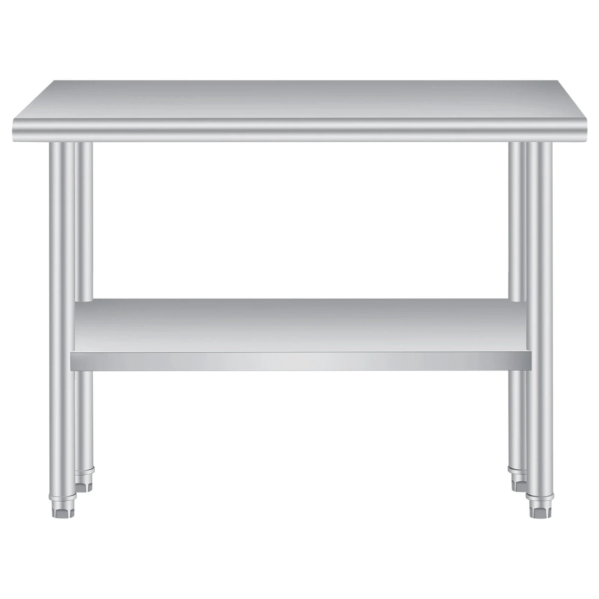 Heavy Duty Stainless Steel Outdoor Kitchen Storage Table –Commercial Prep Work Table with Adjustable Undershelf, Backsplash, Rounded Corners, Rust Resistant, NSF Certified