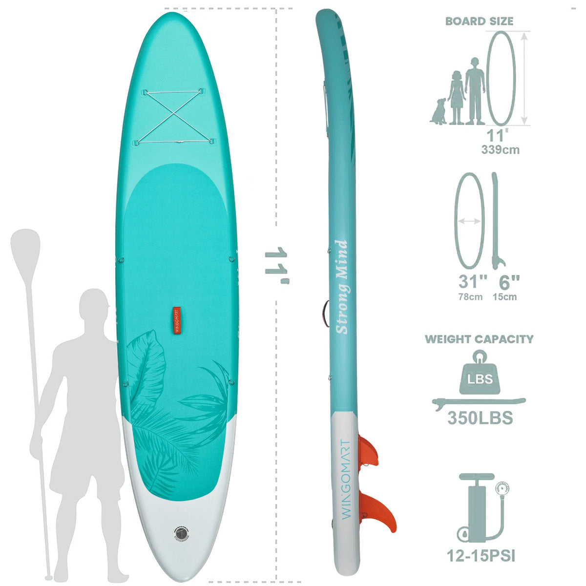 WINGOMART Inflatable Stand Up Paddle Board, Aqua