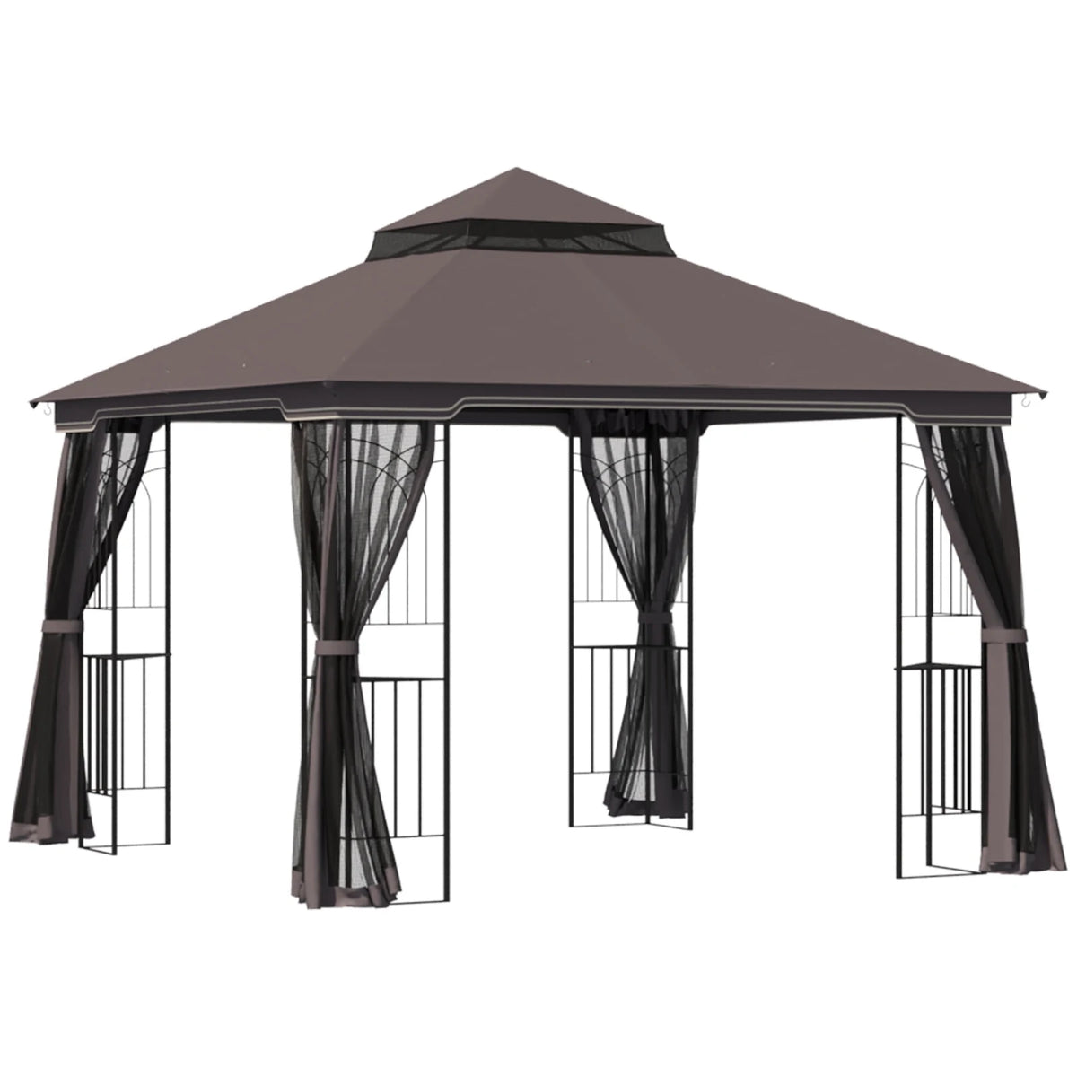 Outsunny 10'x10' Soft-top Patio Gazebo Deck Canopy, Coffee