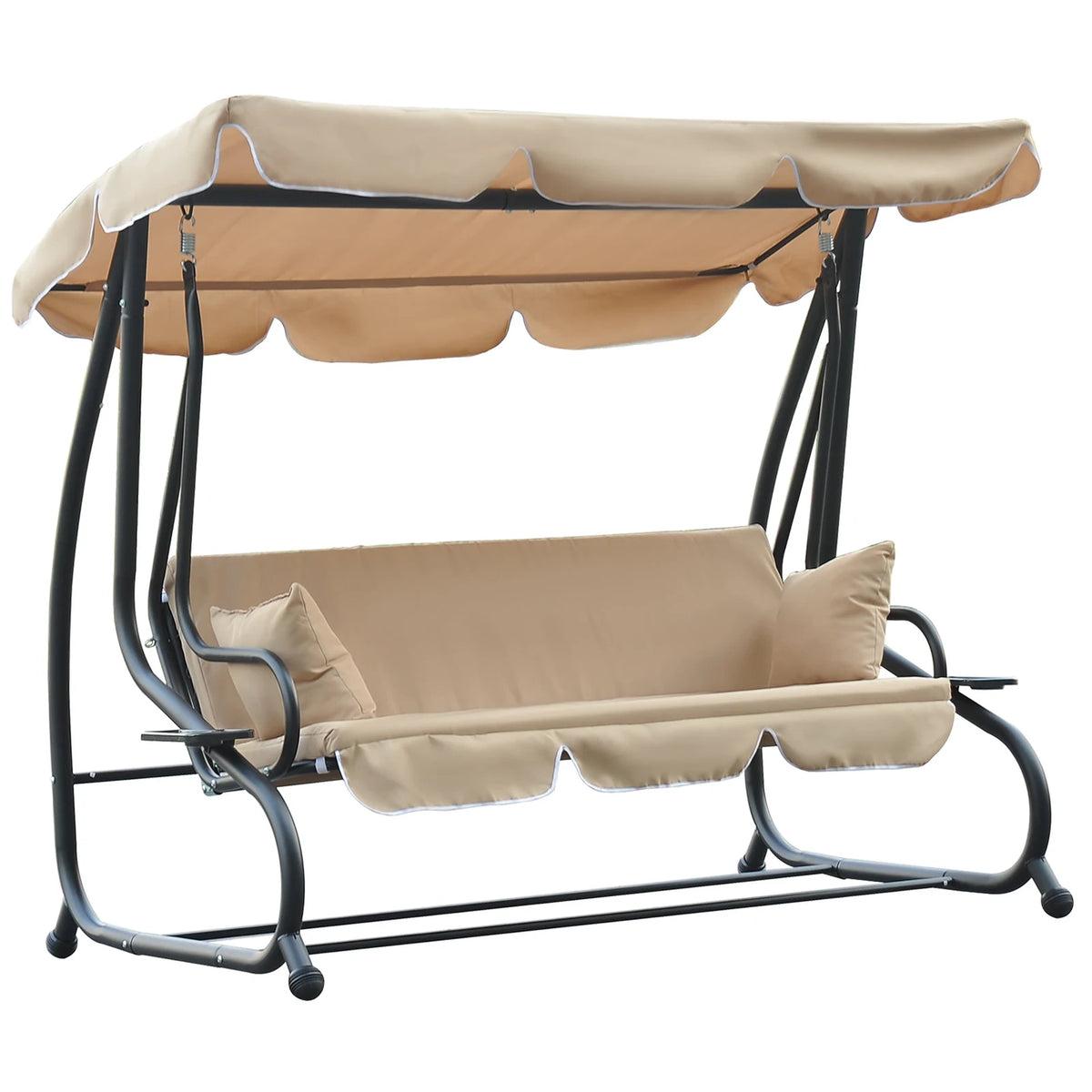 Outsunny 3-Seat Outdoor Patio Swing Chair, Beige