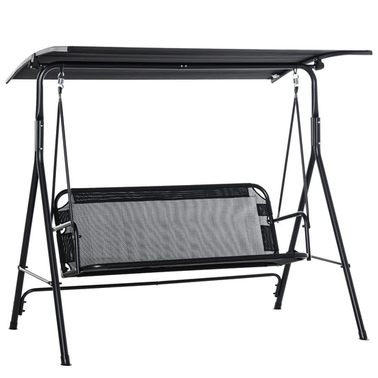 Outsunny 2-Person Patio Swing Chair with Adjustable Canopy for Porch Garden