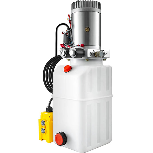 VEVOR 6 Quart Hydraulic Pump Hydraulic Power Unit (Plastic, 6 Quart/Double Action) White