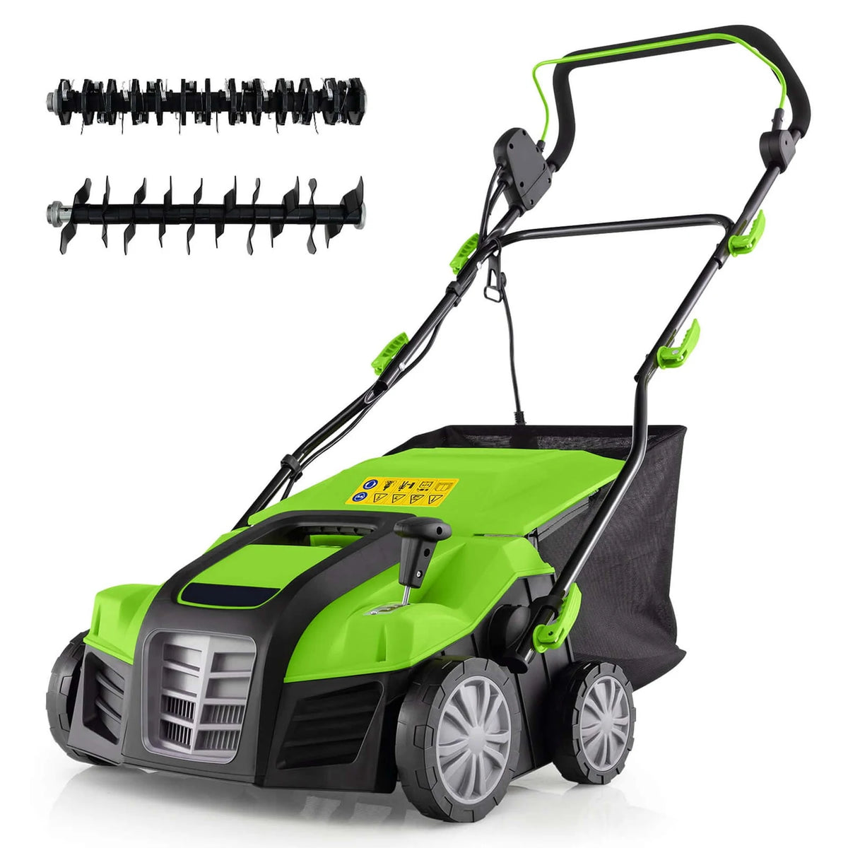 IRONMAX 16-Inch Electric Dethatcher & Scarifier 15A 2-In-1 Lawn Dethatcher Green