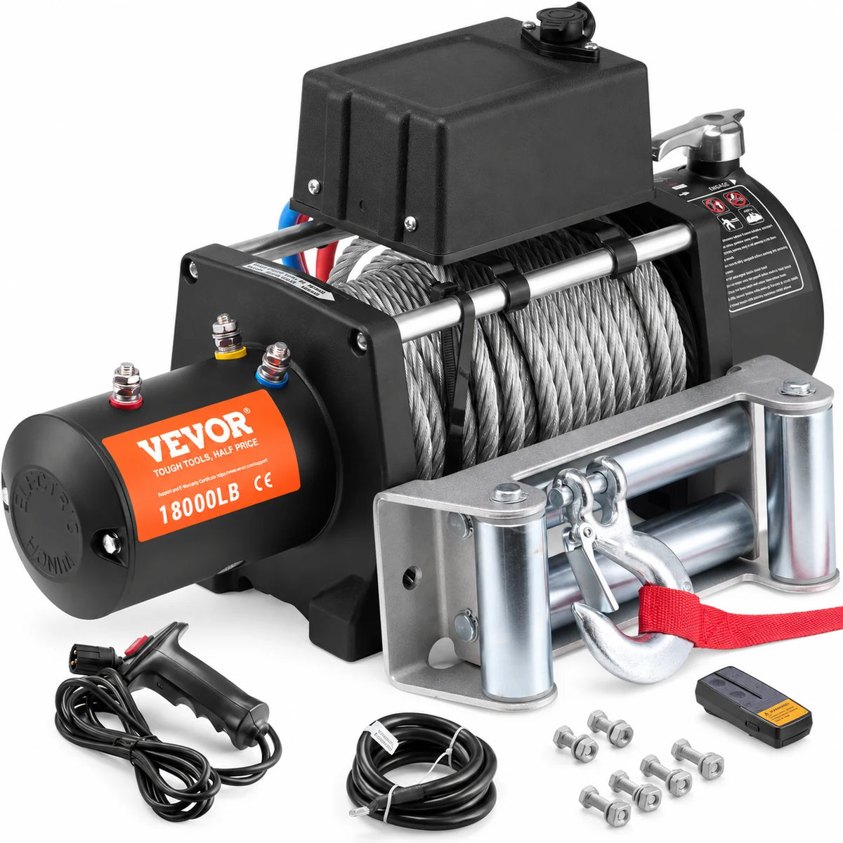 VEVOR Electric Winch Truck 18,000 lb Steel Cable IP65 Waterproof Remote Control