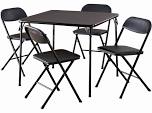 COSCO 5 - Piece Folding Set with Card Table and 4 Vinyl Padded Chairs, Black