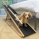 Dog Ramp for Beds - Adjustable up to 37" High Beds with Low Incline, Safety Rails & Anti-Slip Grip, for Small Dogs up to 50lbs - Solid Hardwood, Made