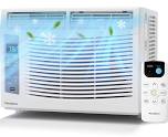 Philodeco 6000 BTU Window Air Conditioner Cool to 250 Sq Ft Intelligent, LED, Remote Control, Easy to Clean Filter