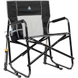 GCI Outdoor Freestyle Rocker XL Oversized Foldable Rocking Camp Chair, Pewter, Black / Single