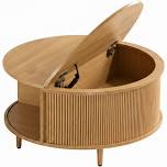 31.5 Inch Round Lift Top Coffee Table Storage Design