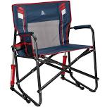 GCI Outdoor Freestyle Rocker XL Oversized Foldable Rocking Camp Chair, Pewter, Americana Blue / Single
