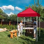 EAGLE PEAK 5x5 Pop up Canopy Tent Instant Outdoor Canopy Easy Set - up Straight Leg Folding Shelter(blue), Red
