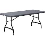 Lifetime 6 Foot Rectangle Folding Table, Indoor/Outdoor Commercial Grade, Black (280350), Gray/Black