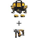 DeWalt 20V Max XR Hammer Drill and Atomic Impact Driver 2 Tool Cordless Combo Kit and SDS Plus Hammer Drill w/(2) 4Ah