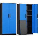 SOLAURA 71" Metal Garage Storage Cabinet with Locking Doors and Adjustable Shelves for Home, Office(Black), Black Blue
