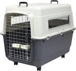 Designs Plastic Kennels Rolling Plastic Airline Approved Wire Door Travel Dog Crate, XXX-Large, Gray, xx-large